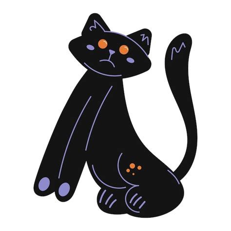 Premium Vector Halloween Cat Cute Black Cat Character With A Puzzled