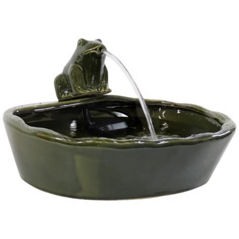 Solar Power Outdoor Glazed Ceramic Water Fountain Frog Garden Patio