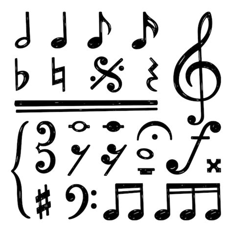 Notas De Música Negra Doodle Nota Chave Musical Ou Clave Elementos De