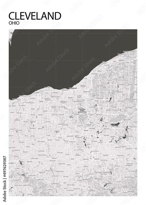 Poster Cleveland Ohio Map Road Map Illustration Of Cleveland Ohio