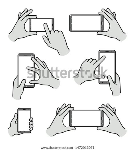 Hand Holding Smartphone Vector Black White Stock Vector Royalty Free