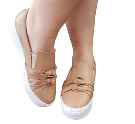 Tênis Slip On Feminino Casual Nude Loucas por Sapatos