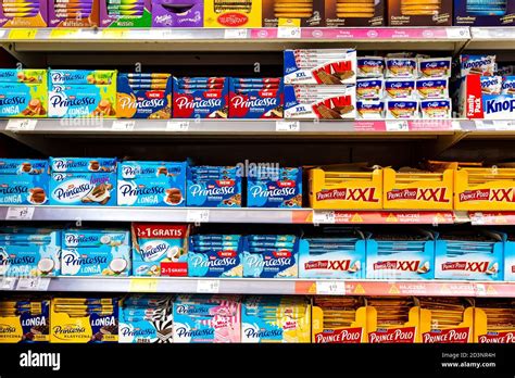 Chocolate Covered Wafers Selection At A Polish Supermarket Stock Photo