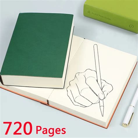 Super Grosso Couro Sketchbook Livro Em Branco A5 Jornal Notebook Neg