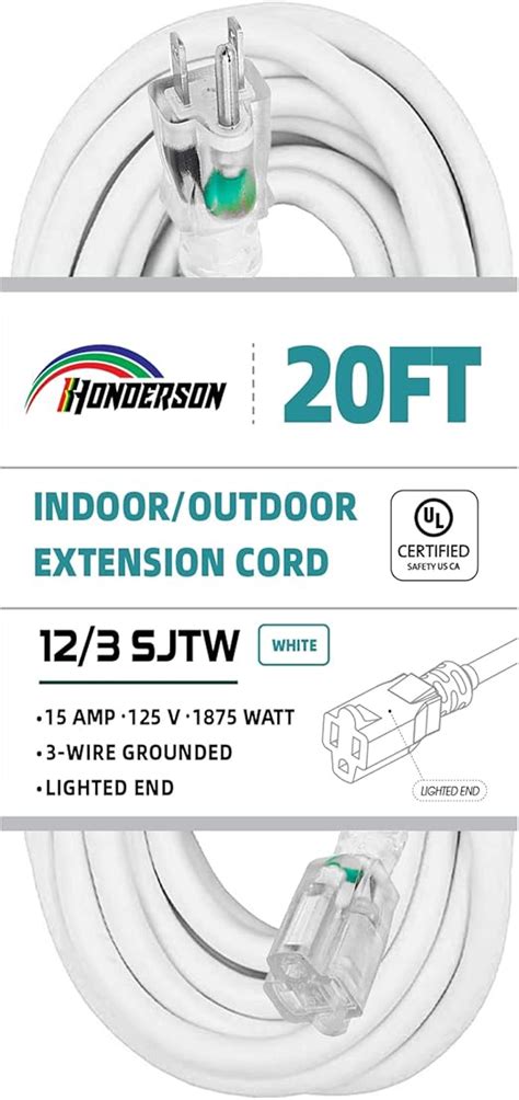 Amazon Honderson Indoor Outdoor Extension Cord Weatherproof With