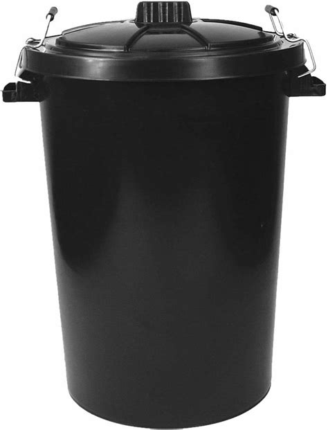 90 LITRE HEAVY DUTY BLACK PLASTIC RUBBISH BIN WASTE DUSTBIN WITH