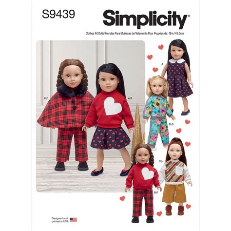 18 Inch Doll Clothes Simplicity Sewing Pattern 9439 One Size Sew