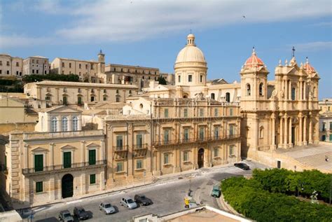 The town of Noto on Italy stock image. Image of tower - 48422009