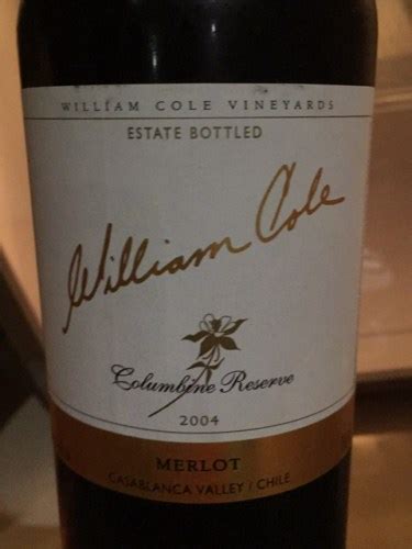 William Cole Columbine Reserve Merlot Vivino Us