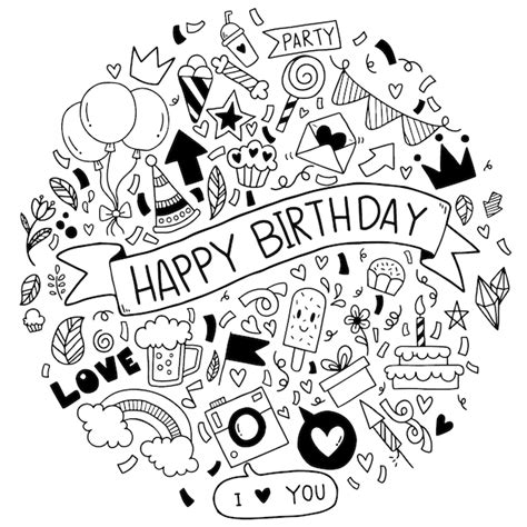 Premium Vector Hand Drawn Vector Illustration Happy Birthday