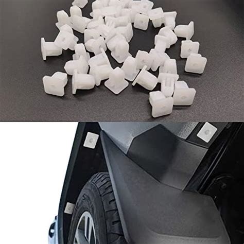 50pcs Car Bumper Retainer Clips White Plastic Square Car Fender Liner Fastener Door Trim Panel