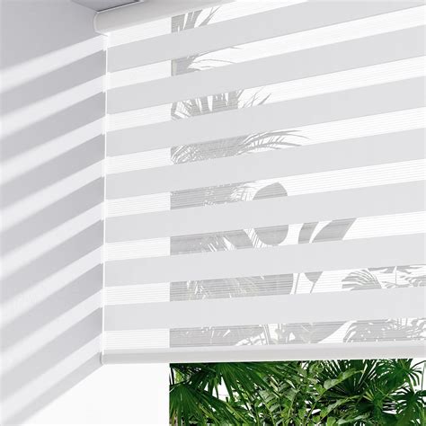 Lazblinds Cordless Dual Layer Zebra Blinds For Windows Light Filtering Privacy