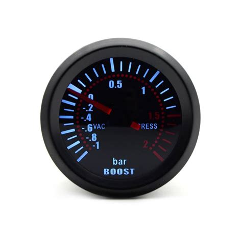 2 52mm Blue LED Smoke Face Car Auto Bar Turbo Boost Gauge Meter