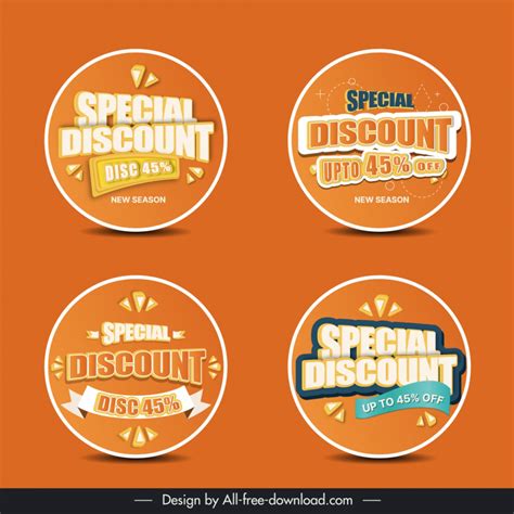 Discount Stamps Collection Modern Elegant Circle Shapes Vectors Images