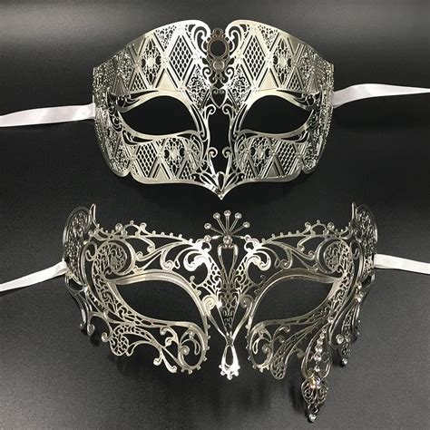 Silver Metal Filigree Men Women Venetian Masquerade Ball Masks Lovers