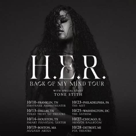 H.E.R. Announces "Back Of My Mind Tour" With Tone Stith ...