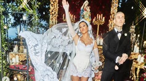 Here’s what was embroidered on Kourtney Kardashian’s wedding dress ...