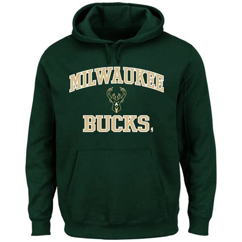 Men's Milwaukee Bucks Majestic Green Heart and Soul Pullover Hoodie ...