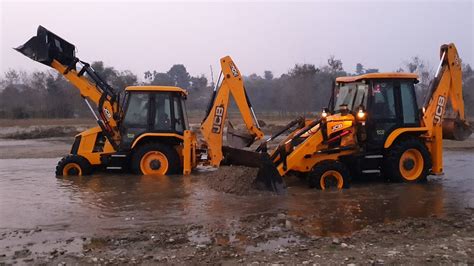 Jcb Fun Jcb Backhoe Machine Washing In River In Evening Time Jcb