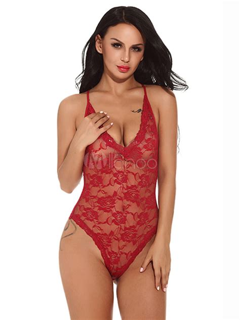 Nounours Rouges En Dentelle Pour Femmes Lingerie Sexy Milanoo