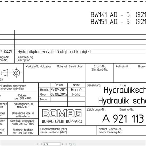 Bomag Bw Ad Bw Ad Hydraulic Schematic Drawing No A