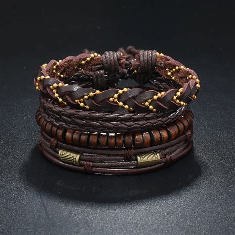 Pulsera De Cuero Vintage Para Hombres Pulsera Trenzada De M Ltiples