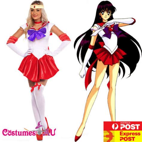 Ladies Sailor Moon Mars Costume Red Cosplay Anime Cartoon Japanese