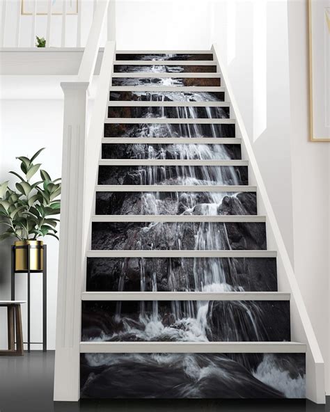 Amazon Flfk Rock Waterfall Stair Stickers Set Of Peel And