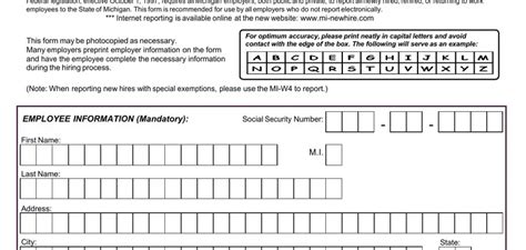 Michigan New Hire Reporting PDF Form FormsPal