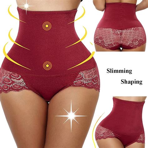 Plus Size Women Slimming Shaping Lace Panties High Waist Lace Butt Lift