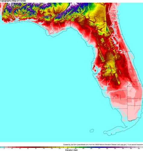 Florida Elevation Map By County Maping Resources Maps Of Florida