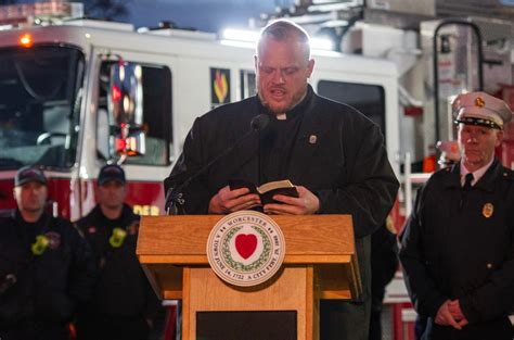 Five new firetrucks get a traditional blessing in Worcester