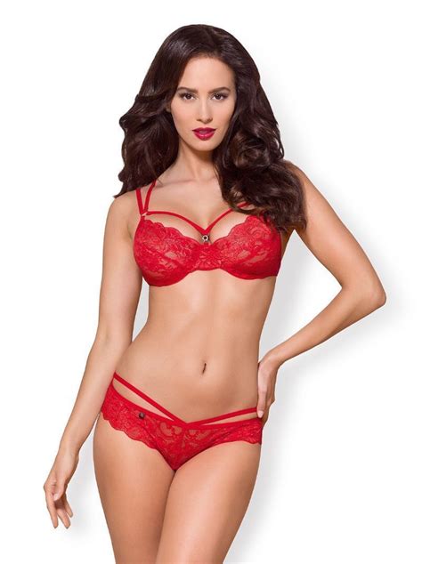 Ensemble Lingerie Sexy Rouge Et String Pas Cher