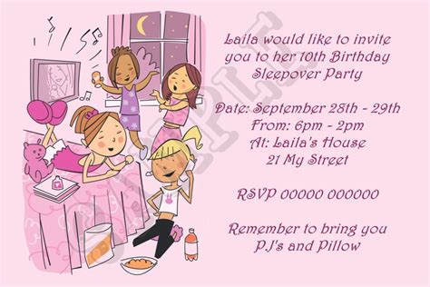 Slumber Party Invitations Wording