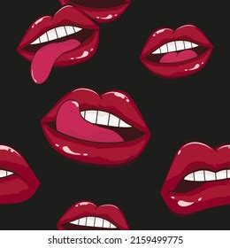 Comic Female Lips Pattern Pop Art Stock Vector Royalty Free