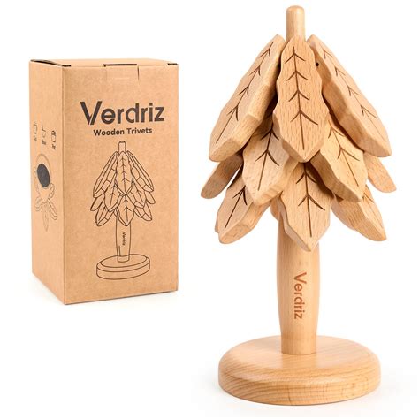 Amazon Verdriz Wooden Trivets For Hot Dishes Wooden Tree Coasters Wooden Tree Shape Trivet