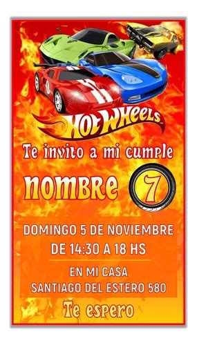 Invitaci N Tarjeta Digital Personalizada Hot Wheels