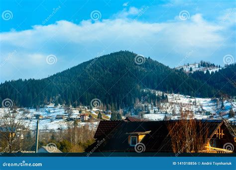 Beautiful Landscape of the Ukrainian Mountain Village during Fog Stock ...