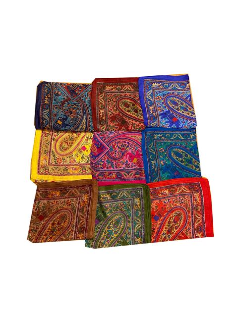 Handmade Indian Pure Silk Scarves Multiple Patterns Unisex Bandana