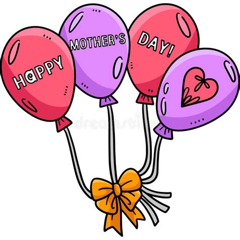 Happy Mothers Day Balloons Cartoon Colored Clipart Stock Vector