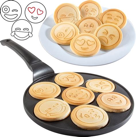 Emoji Smiley Face Pancake Pan Non Stick Pan Cake Griddle With 7 Unique Flapjack Faces