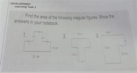 Solved Development Learning Task 1 Find The Area Of The Following