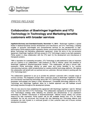 Fillable Online Collaboration Of Boehringer Ingelheim And VTU Fax Email