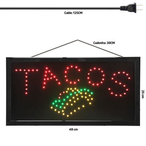 Letrero Led Publicitario Anuncio Luminoso De Tacos Master Ml Let Tacos