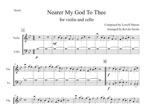 Nearer My God To Thee For Violin And Cello Arr Kováts István Sheet