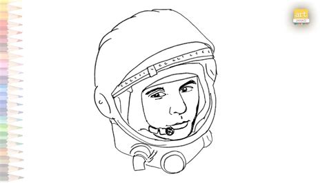 Yuri Gagarin Drawing How To Draw Yuri Gagarin Step By Step Soviet