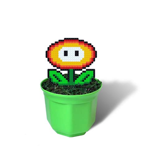 Pixel Art Fire Flower Super Mario With Pot 5.5 Mario - Etsy UK