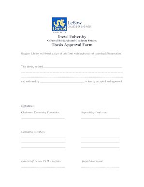 Fillable Online Lebow Drexel Thesis Approval Form Drexel University