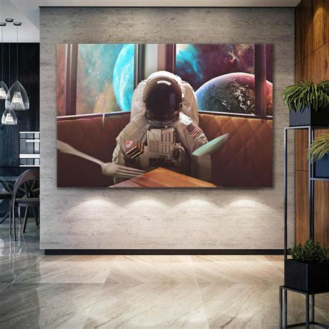 Astronaute Assis Caf Art Mural D Coration Murale Spatiale Art Sur