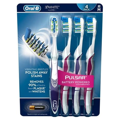 Oral B Pulsar 3d White Toothbrush 4 Pk Medium